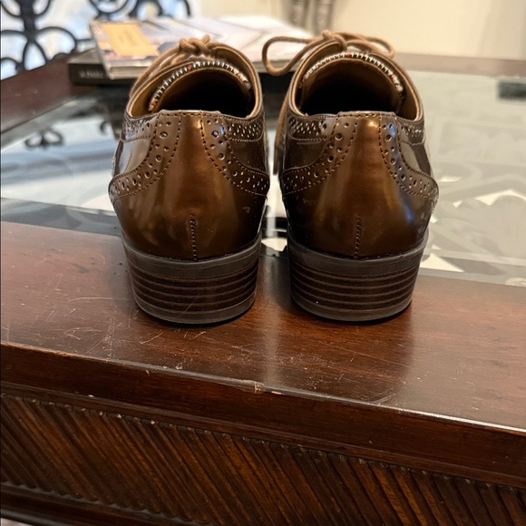 Anne Klein Bronze and Plaid Lace-Up Oxfords - Picture 3 of 6